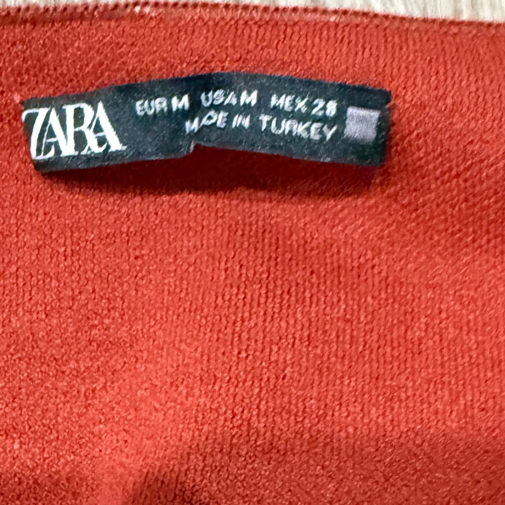 Zara Burnt Orange Stretch Knit Open Back Mini Dress Size M - Picture 6 of 6